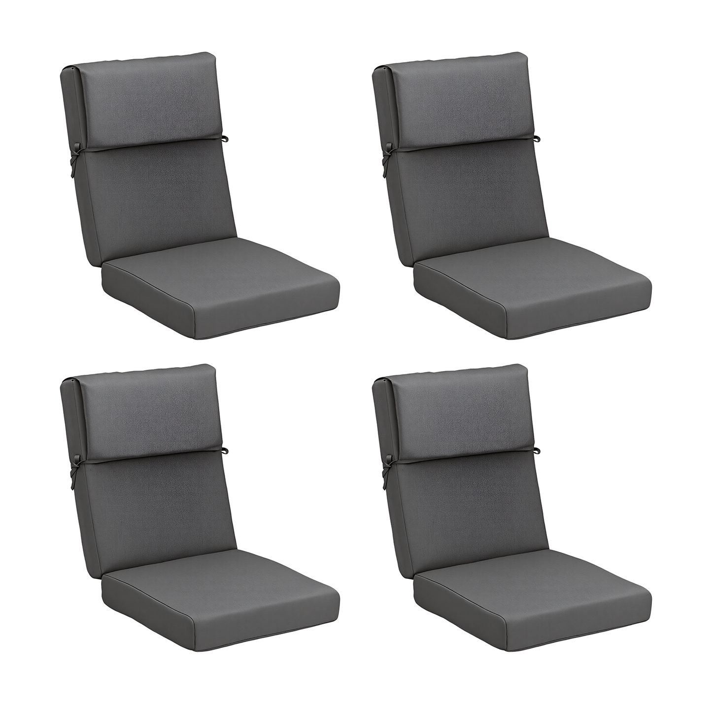 High-Back Patio Chair Cushions Set of 4 with Headrests – Water-Repellent & Fade-Resistant
