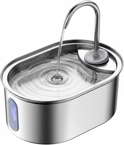 Stainless Steel Cat Water Fountain – 2.6L Capacity with Dual Filtration, Ultra Quiet Pump & Visible Water Level for Pets and Small Animals