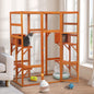 Outdoor Catio Cat Enclosure – 99" Wooden Cat House, 6 Jumping Platforms, Scratching Post, Waterproof Roof, Window Access, Orange