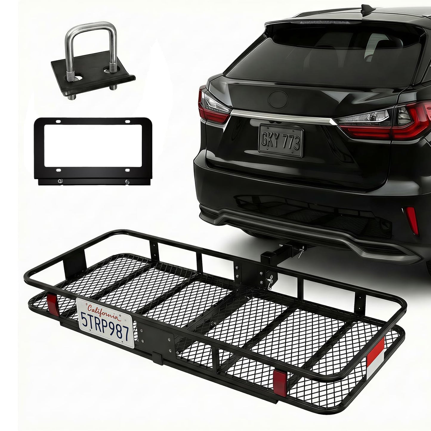 Extra Large Folding Hitch Cargo Carrier | 70"x30"x6" Galvanized Steel Basket, 500lb Capacity, Raised Shank, Fits 2" Receiver – SUV, Truck, Van, Car