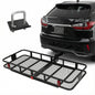 Folding Hitch Cargo Carrier – Extra-Wide 24" Steel Basket, 500 lb, Anti-Wobble Stabilizer
