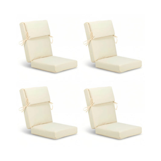 High-Back Patio Chair Cushions Set of 4 with Headrests – Water-Repellent & Fade-Resistant