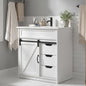 30" Farmhouse Bathroom Vanity with Sink – Sliding Barn Door, 3 Drawers & Metal Handle, White