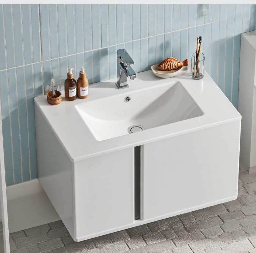 30 Inch White Ceramic Vanity Sink Top – Glazed Basin with Overflow Drain
