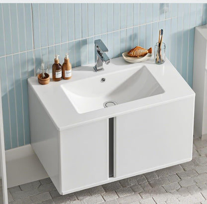 30 Inch White Ceramic Vanity Sink Top – Glazed Basin with Overflow Drain
