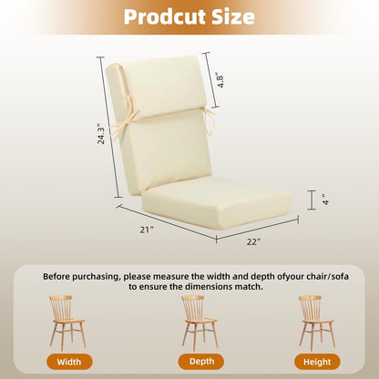 High Back Patio Chair Cushions Set of 4 | Waterproof & Fade-Resistant Outdoor Seat Cushions with Removable Cover, 22"x21"x21.3"