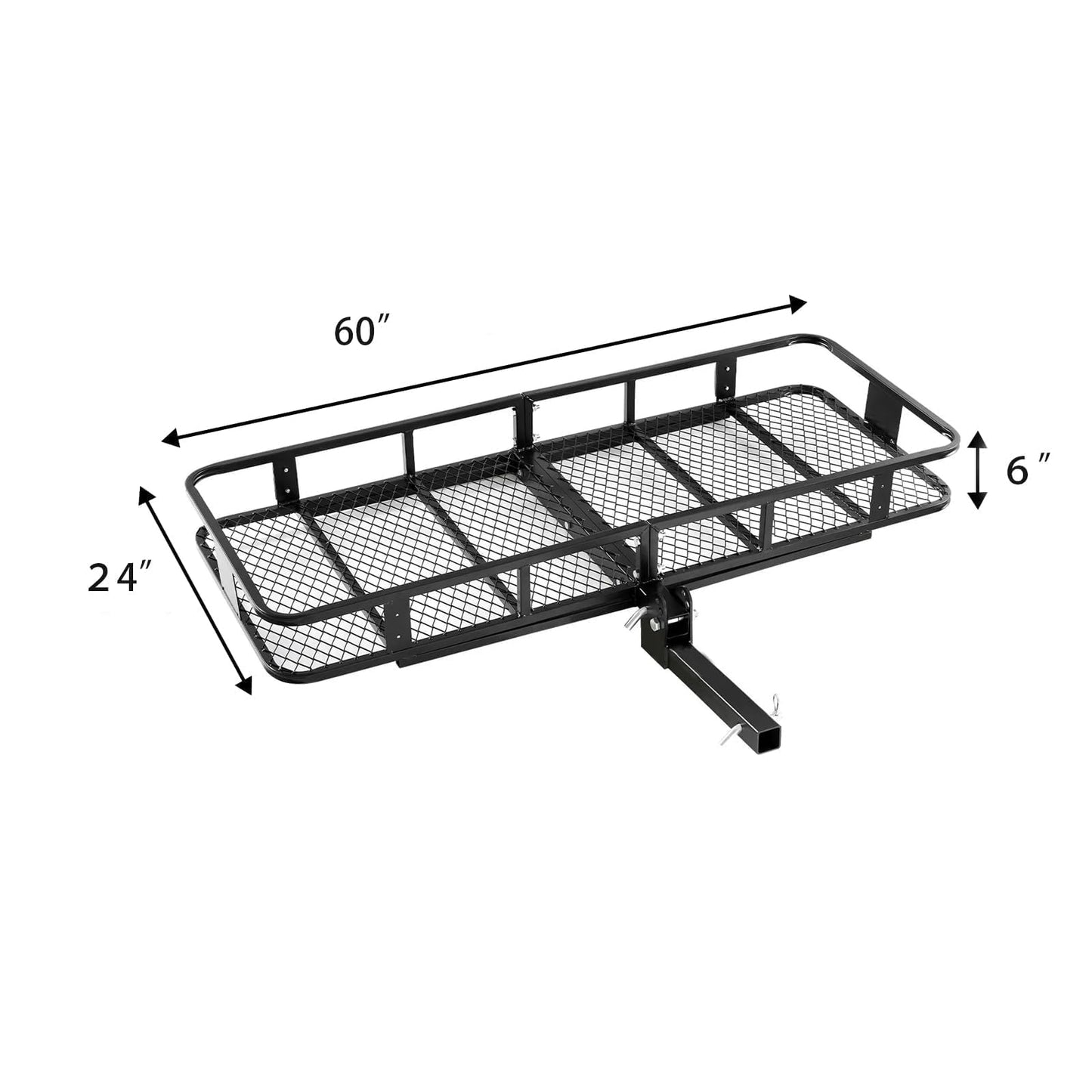 Folding Hitch Cargo Carrier – Extra-Wide 24" Steel Basket, 500 lb, Anti-Wobble Stabilizer