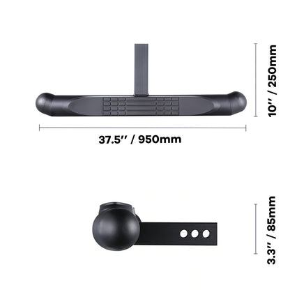 37" Steel Hitch Step Bar – Rear Bumper Guard, 2" Receiver, No-Wobble, 350 lb