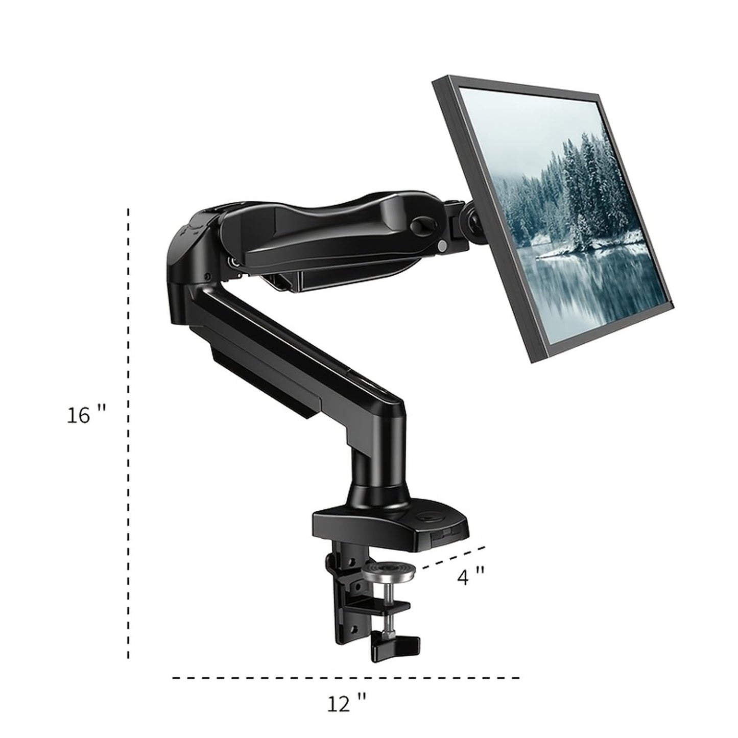 Adjustable Single Monitor Arm Desk Mount – C-Clamp/Grommet Mount, Fits 13-32 Inch Monitors, 4.4-19.8 Lbs Capacity, VESA 75x75mm & 100x100mm
