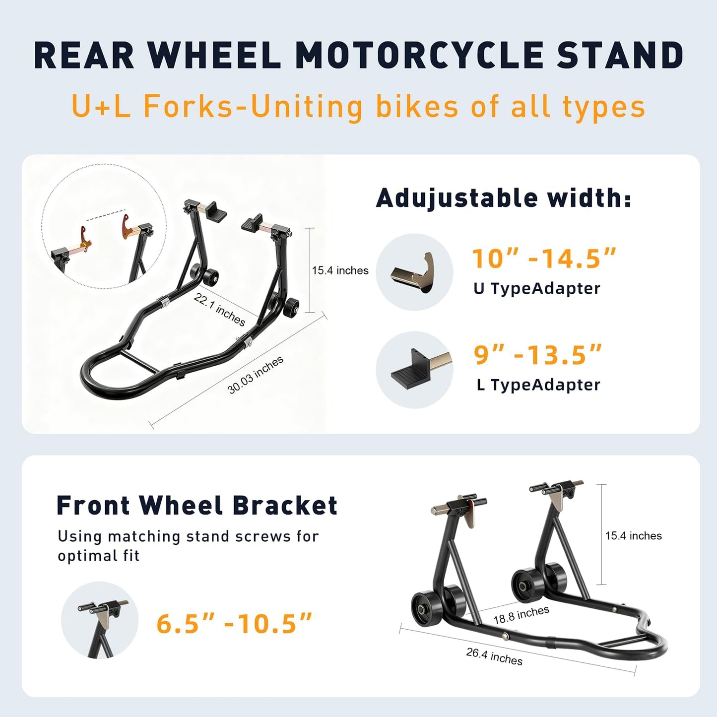 Motorcycle Front & Rear Stand Combo – 850 lbs, Universal Fit