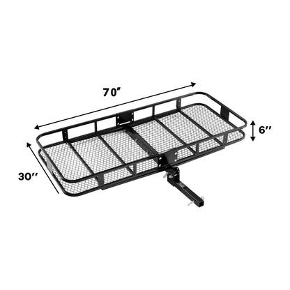 Extra Large Folding Hitch Cargo Carrier | 70"x30"x6" Galvanized Steel Basket, 500lb Capacity, Raised Shank, Fits 2" Receiver – SUV, Truck, Van, Car