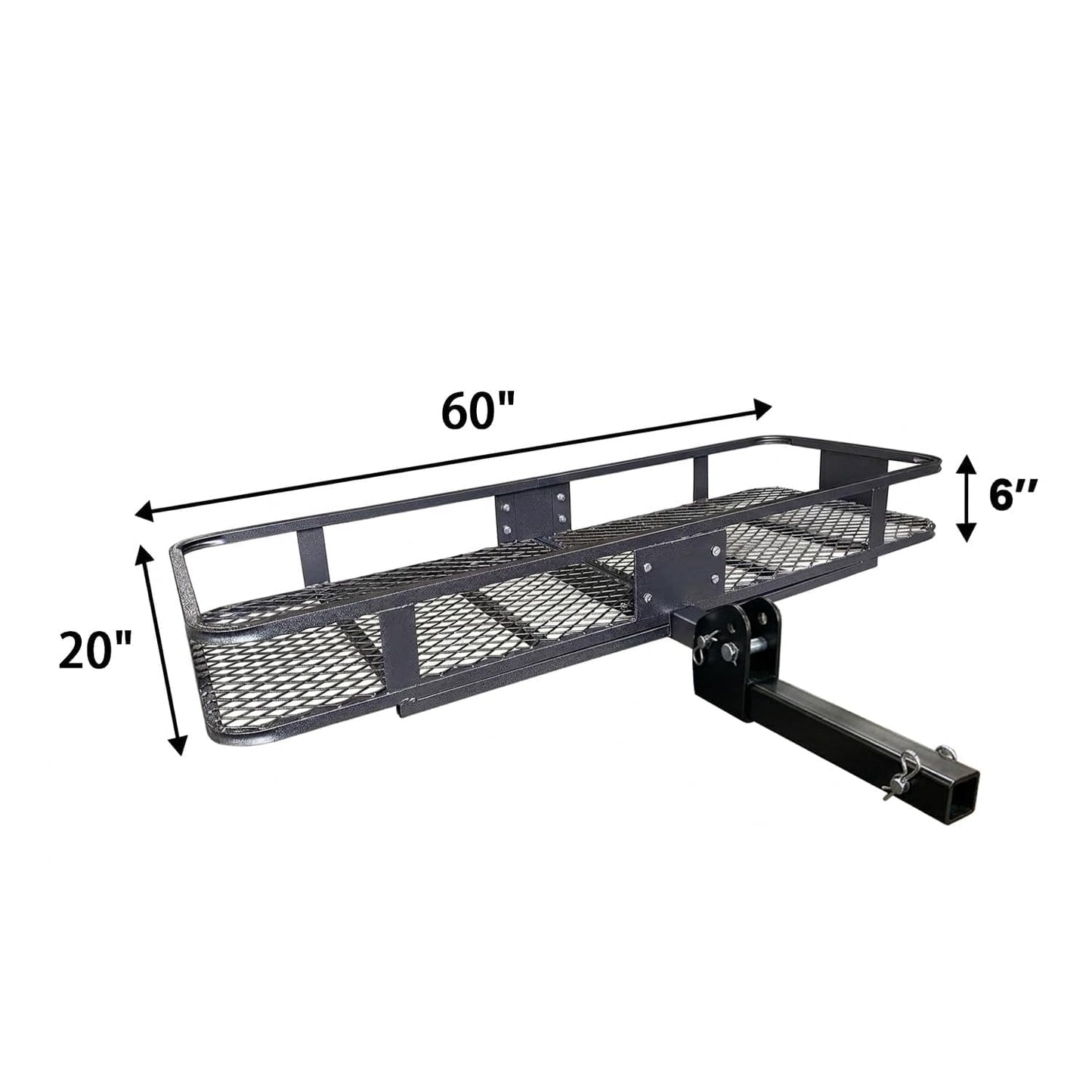Folding Hitch Cargo Carrier | 60"x20"x6" Galvanized Steel Basket, 500lb Capacity, w/ Stabilizer & Cargo Net, Fits 2" Receiver – SUV, Truck, Van, Car