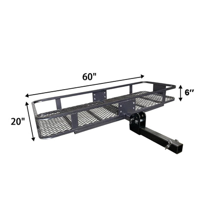 Folding Hitch Cargo Carrier | 60"x20"x6" Galvanized Steel Basket, 500lb Capacity, w/ Stabilizer & Cargo Net, Fits 2" Receiver – SUV, Truck, Van, Car