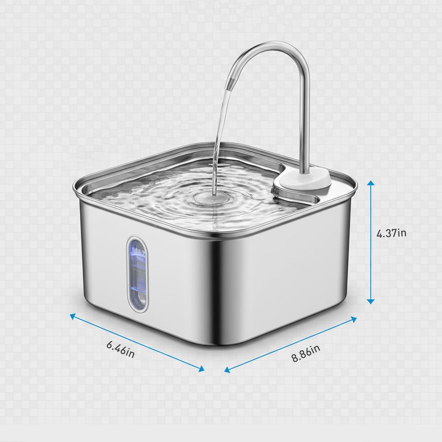 Stainless Steel Cat Water Fountain – 2.6L Capacity with Dual Filtration, Ultra Quiet Pump & Visible Water Level for Pets and Small Animals