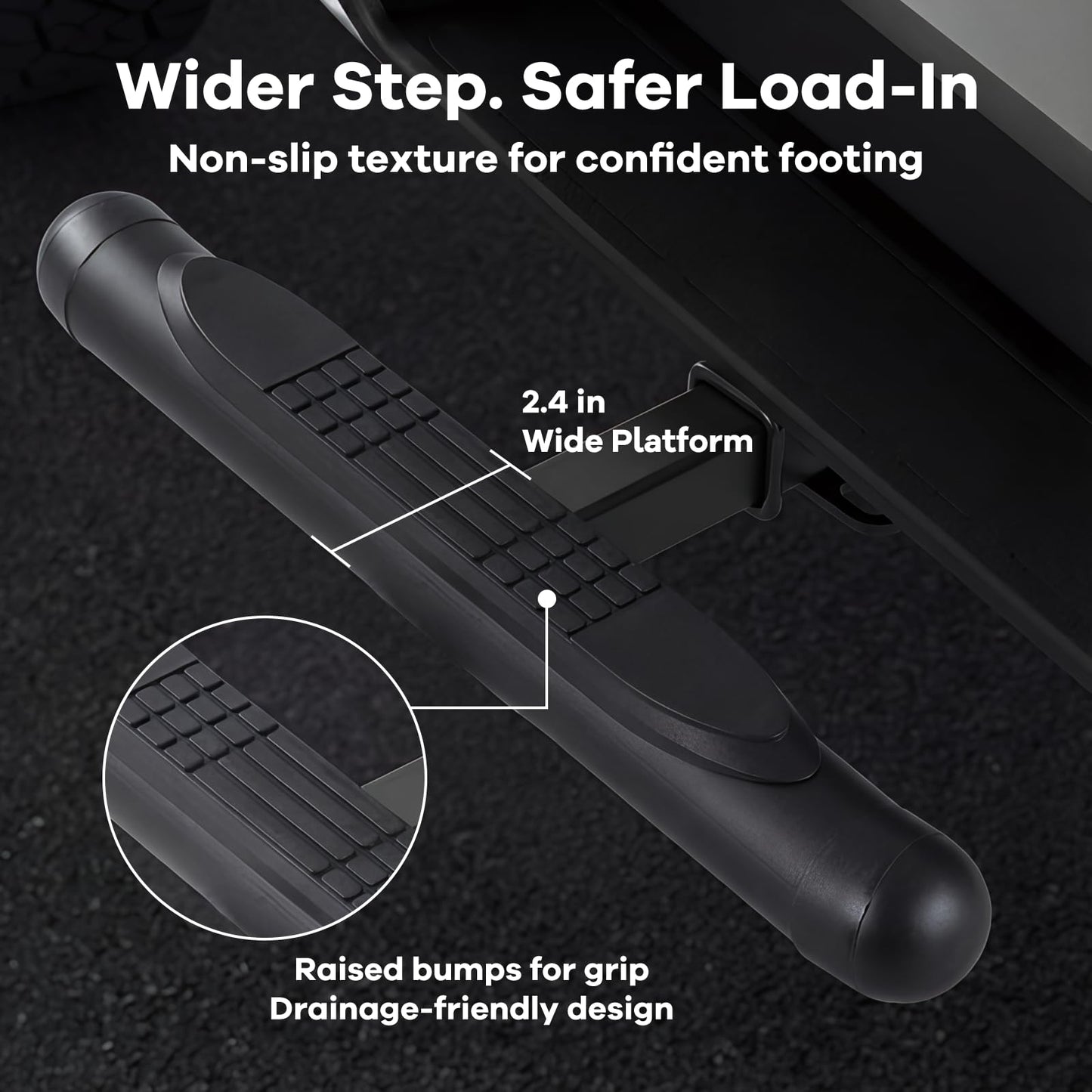37" Steel Hitch Step Bar – Rear Bumper Guard, 2" Receiver, No-Wobble, 350 lb