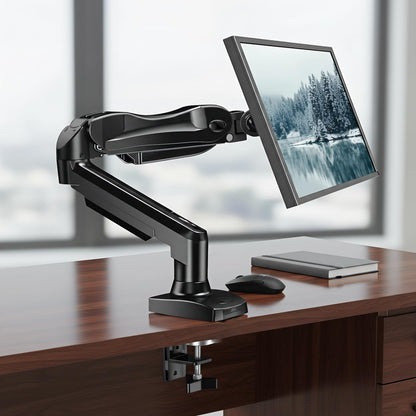 Adjustable Single Monitor Arm Desk Mount – C-Clamp/Grommet Mount, Fits 13-32 Inch Monitors, 4.4-19.8 Lbs Capacity, VESA 75x75mm & 100x100mm