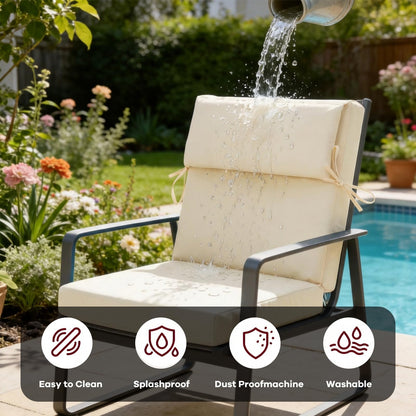 High Back Patio Chair Cushions Set of 4 | Waterproof & Fade-Resistant Outdoor Seat Cushions with Removable Cover, 22"x21"x21.3"