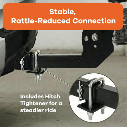 Folding Hitch Cargo Carrier – Extra-Wide 24" Steel Basket, 500 lb, Anti-Wobble Stabilizer
