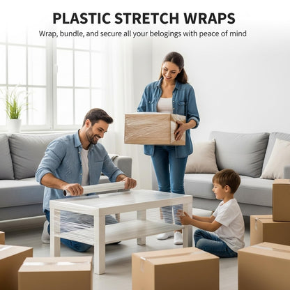 Stretch Wrap Stretch Film Roll 20 Inch x 1500FT,80 Gauge Industrial Strength up to 600% Stretch, Adhere Pallet Wrap - Heavy Duty Shrink Wrap Roll Good for Moving & Shipping