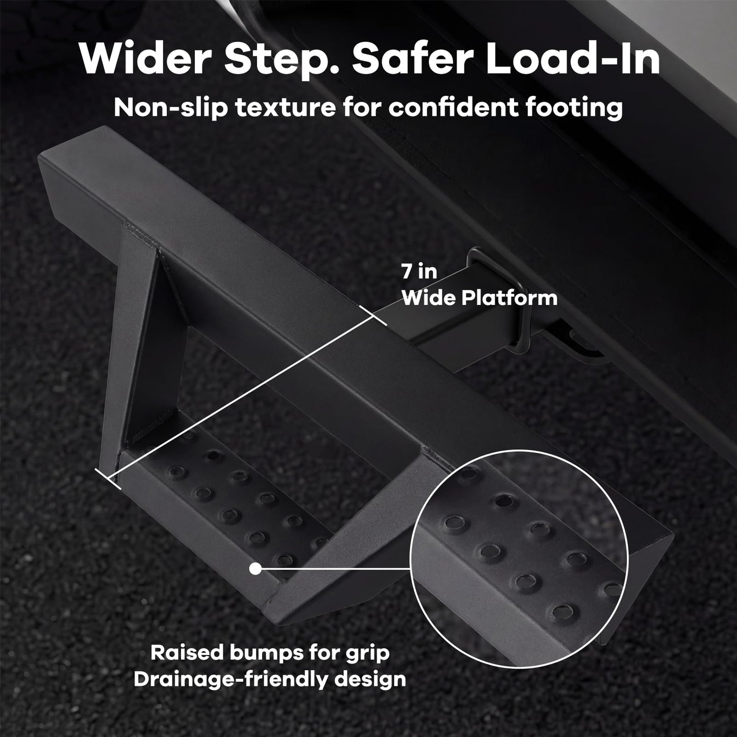 Adjustable Hitch Step for 2" Receiver – Rust-Resistant Steel, 350 lb – Truck & SUV Bumper Step