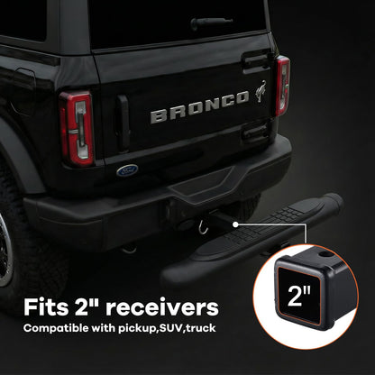 37" Steel Hitch Step Bar – Rear Bumper Guard, 2" Receiver, No-Wobble, 350 lb