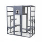 Extra-Large Outdoor Cat Catio with Insulated Condo – Galvanized Mesh, Waterproof Roof + Rain Cover (3+ Cats)