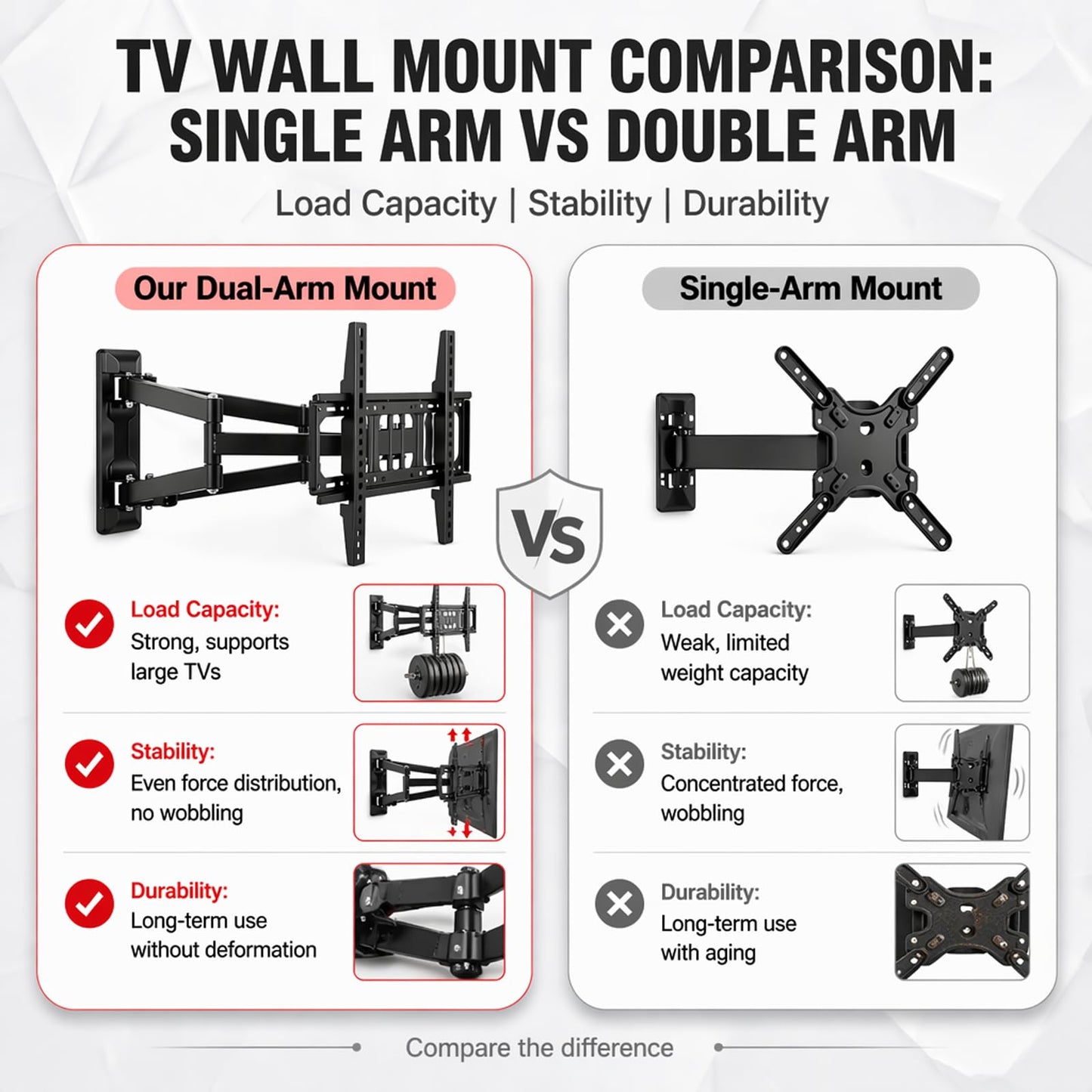 45-55" Solid Wood Outdoor TV Enclosure with Double Doors, Lock & Dual-Arm Mount
