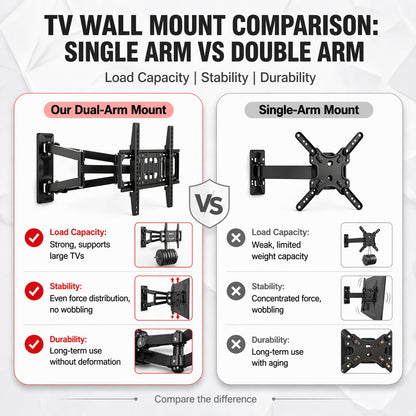 45-55" Solid Wood Outdoor TV Enclosure with Double Doors, Lock & Dual-Arm Mount