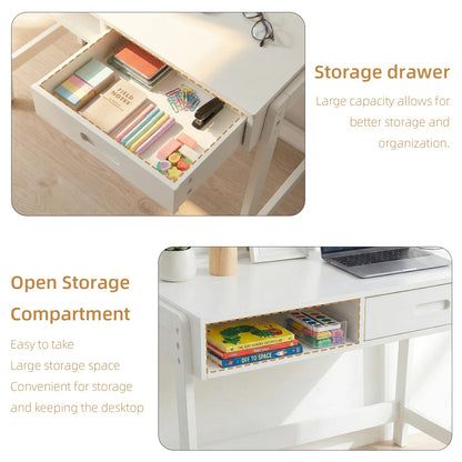 Kids Desk and Chair Set – Wooden Study Table with Storage Bins for Bedroom, Study Room, and Children's Room