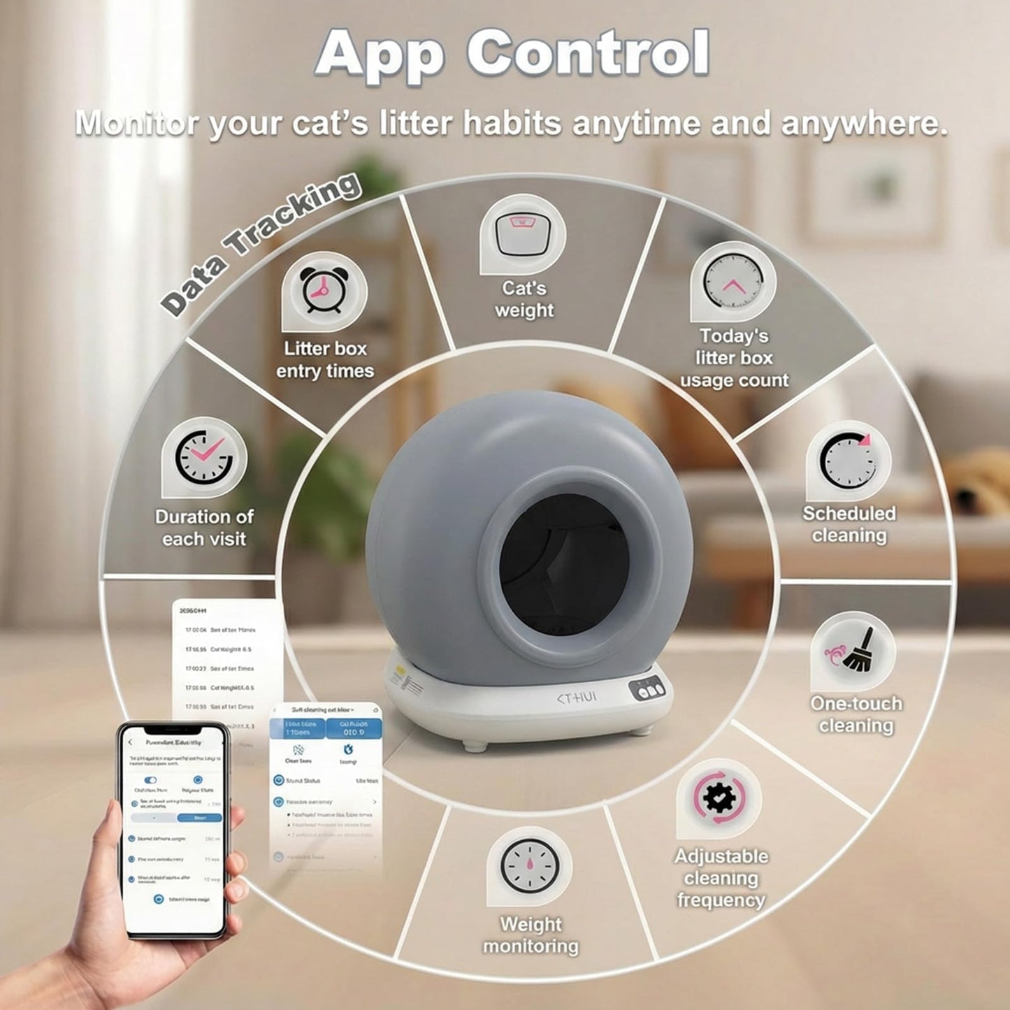 Self-Cleaning Cat Litter Box – App Control & Auto-Stop Safety