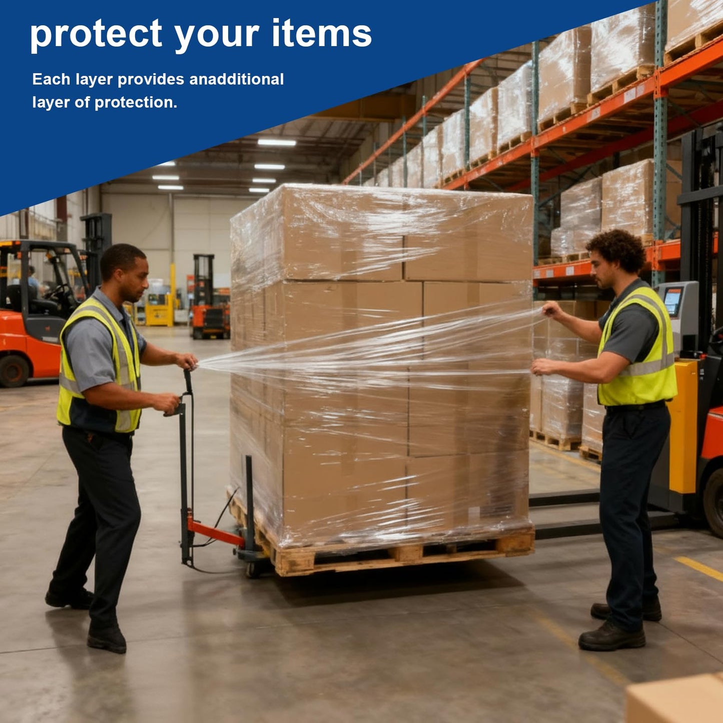 Stretch Wrap Stretch Film Roll 20 Inch x 1500FT,80 Gauge Industrial Strength up to 600% Stretch, Adhere Pallet Wrap - Heavy Duty Shrink Wrap Roll Good for Moving & Shipping