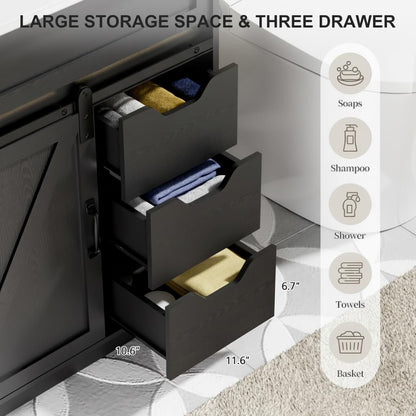 30" Farmhouse Bathroom Vanity Set with Sink, Power Outlets & Hair Tool Organizer