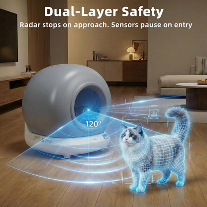 Self-Cleaning Cat Litter Box – App Control & Auto-Stop Safety
