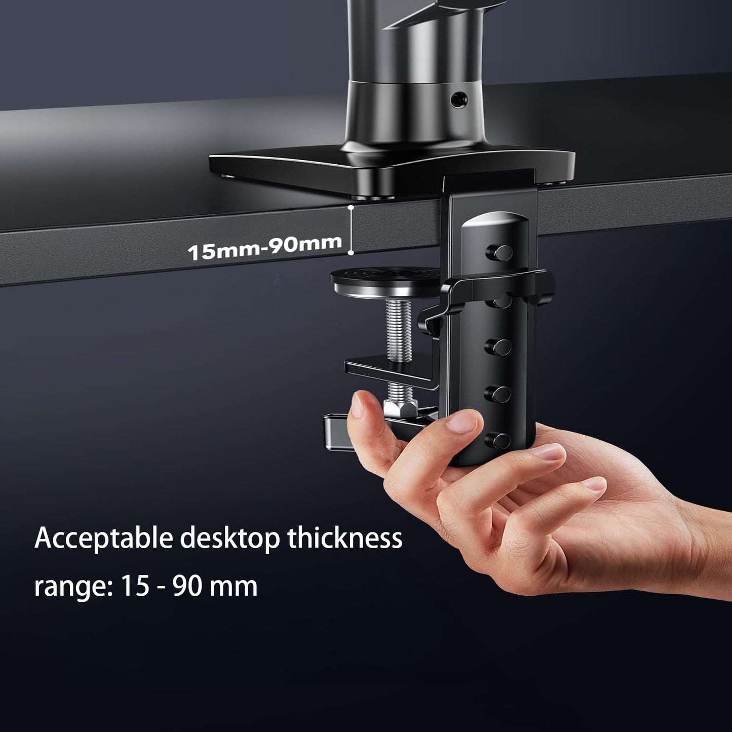 Adjustable Single Monitor Arm Desk Mount – C-Clamp/Grommet Mount, Fits 13-32 Inch Monitors, 4.4-19.8 Lbs Capacity, VESA 75x75mm & 100x100mm