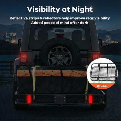 Hitch Cargo Carrier with Anti-Wobble Stabilizer – 500 lb Steel Basket + Waterproof Bag, 2" Receiver