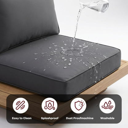 Deep Seat Patio Chair Cushion Set with Ties – Waterproof Oxford, 4.7 in High-Density Foam