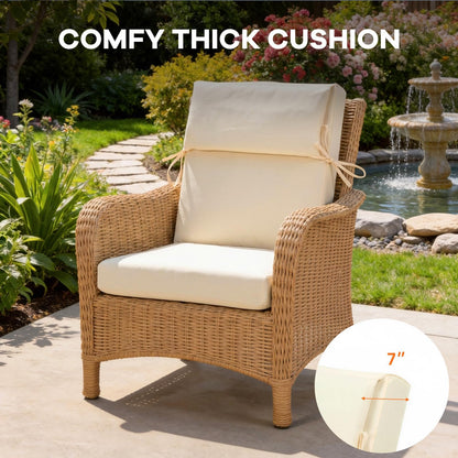 High Back Patio Chair Cushions Set of 4 | Waterproof & Fade-Resistant Outdoor Seat Cushions with Removable Cover, 22"x21"x21.3"