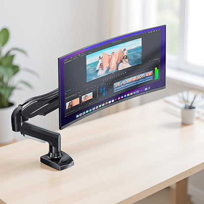 Adjustable Single Monitor Arm Desk Mount – C-Clamp/Grommet Mount, Fits 13-32 Inch Monitors, 4.4-19.8 Lbs Capacity, VESA 75x75mm & 100x100mm