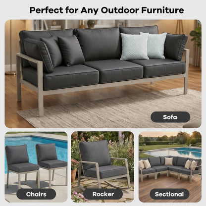 Deep Seat Patio Chair Cushion Set with Ties – Waterproof Oxford, 4.7 in High-Density Foam