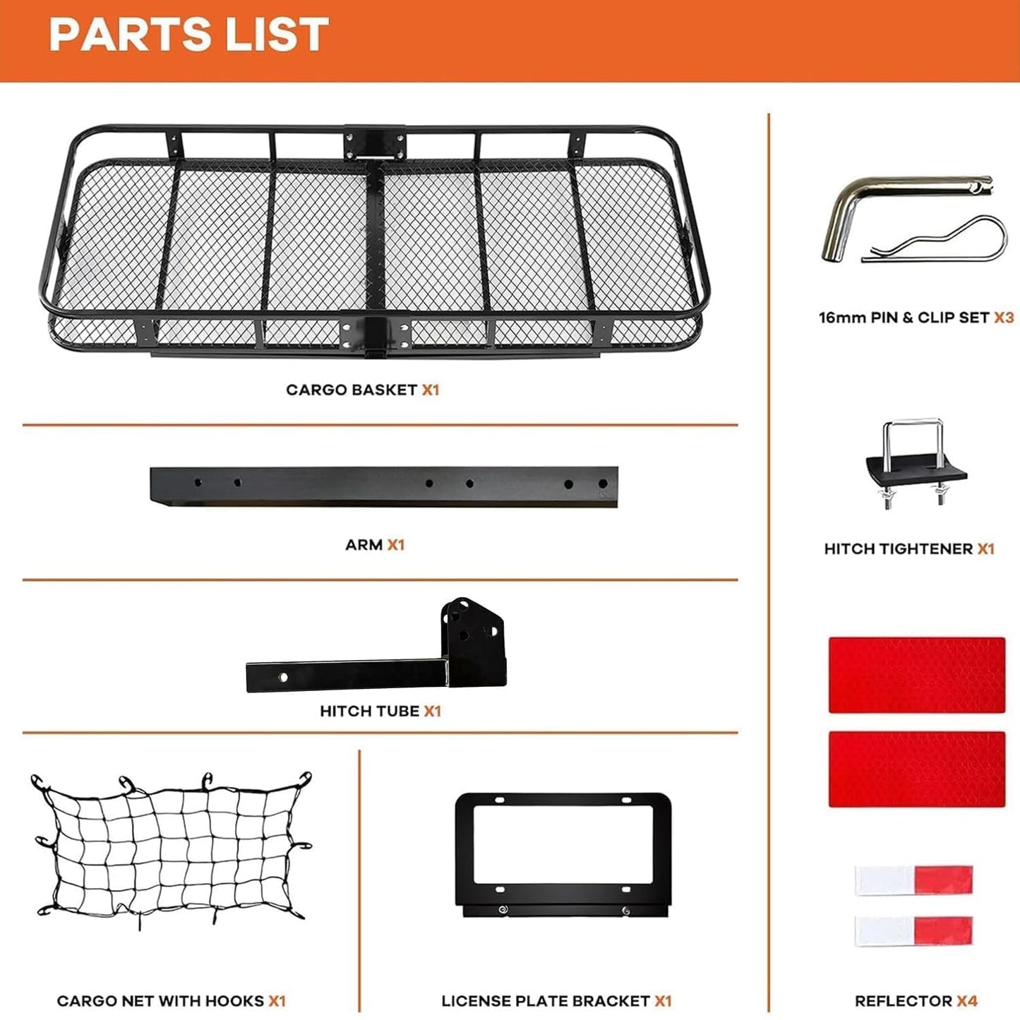 Extra Large Folding Hitch Cargo Carrier | 70"x30"x6" Galvanized Steel Basket, 500lb Capacity, Raised Shank, Fits 2" Receiver – SUV, Truck, Van, Car